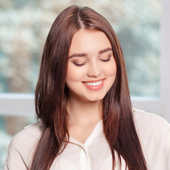 smiling brunette with perfect smile